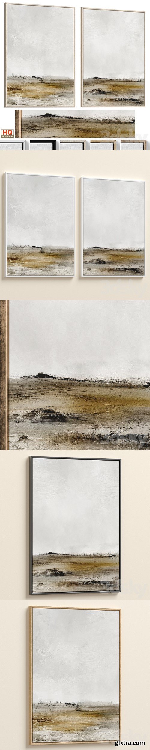 3dsky Pro - Accent Textured Abstract Neutral Wall Art C-1056