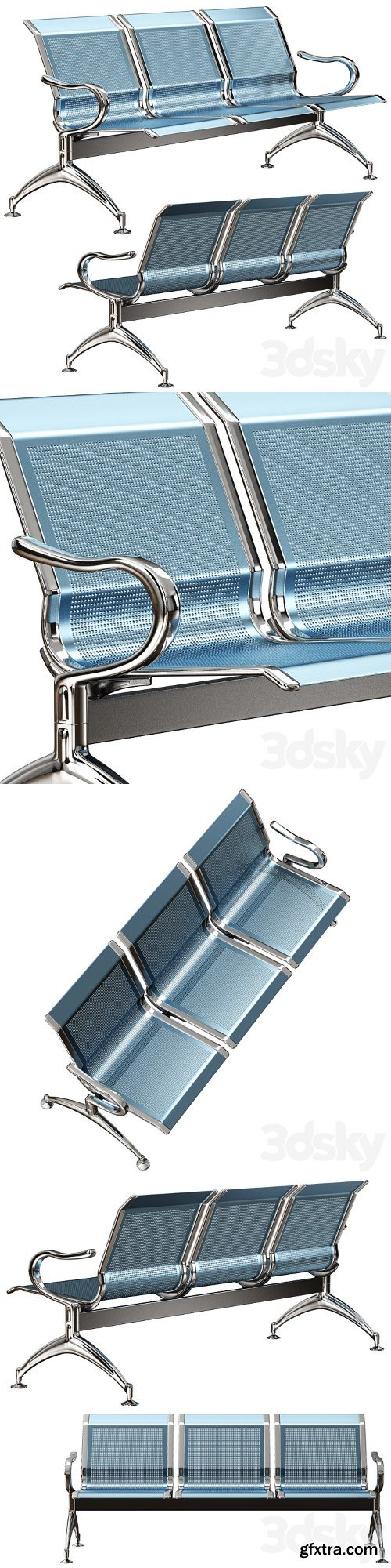 3dsky Pro - oshujian waiting iron bench chair SJ-8888