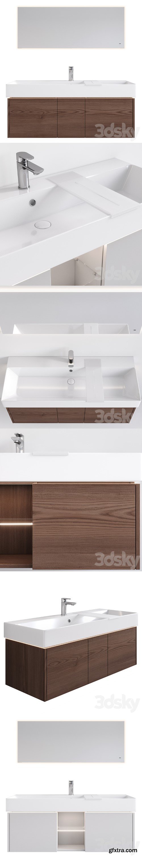 3dsky Pro - Wall-hung cabinet with sink GRANDE and mirror VETRATA, Kerama Marazzi