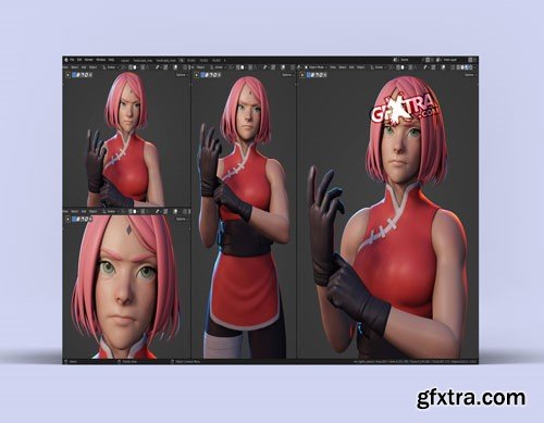Gumroad - Sakura Haruno - Character Creation in Blender