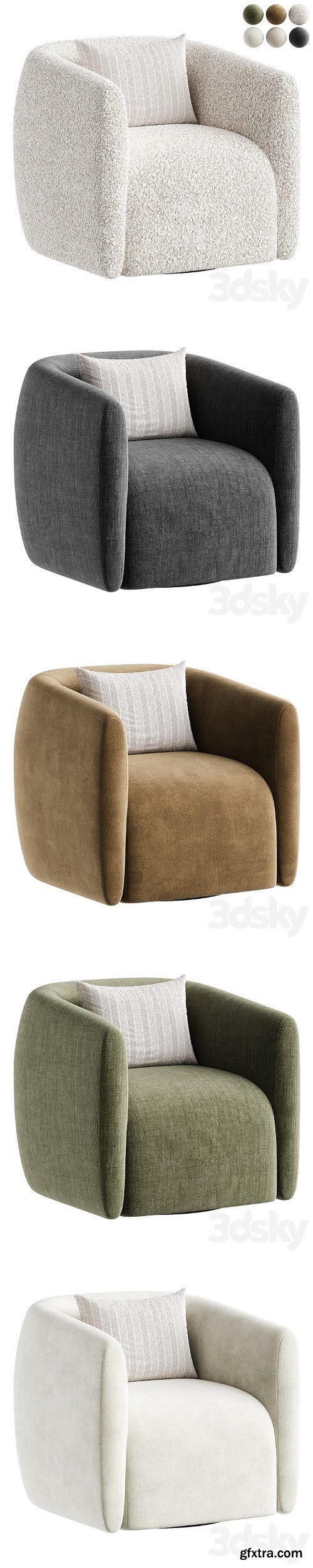 3dsky Pro - Bernhardt Aline Upholstered Swivel Barrel Chair