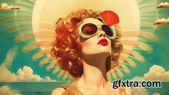 Vintage Style Illustrations of Pretty Womans in 1950's - 1