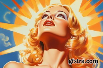 Vintage Style Illustrations of Pretty Womans in 1950's - 1