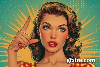 Vintage Style Illustrations of Pretty Womans in 1950's - 1