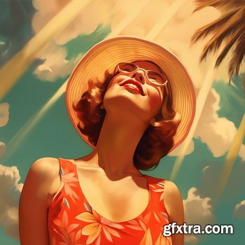 Vintage Style Illustrations of Pretty Womans in 1950's - 1