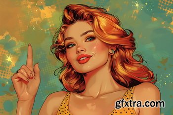 Vintage Style Illustrations of Pretty Womans in 1950's - 1