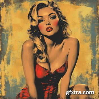 Vintage Style Illustrations of Pretty Womans in 1950's - 1