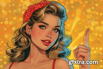 Vintage Style Illustrations of Pretty Womans in 1950's - 1