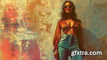 Vintage Style Illustrations of Pretty Womans in 1950's - 1