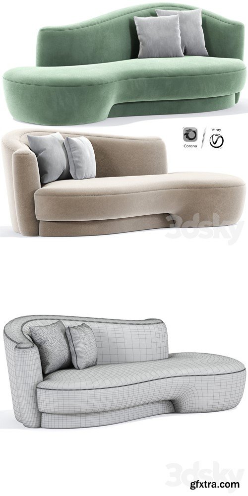 3dsky Pro - Mid-Century Modern Sculptural Curved Sofa By Weiman