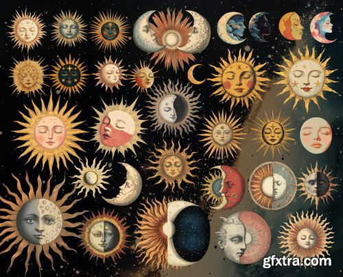 Astrology, Zodiacs &amp; Tarot Illustrations 12xEPS, 30xJPG