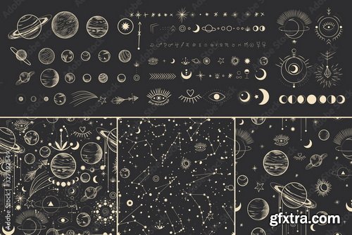 Astrology, Zodiacs &amp; Tarot Illustrations 12xEPS, 30xJPG