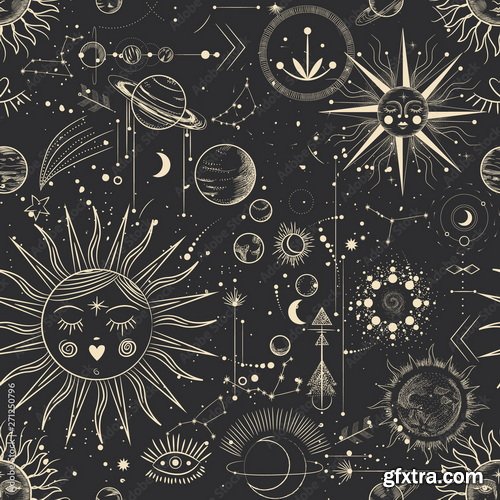 Astrology, Zodiacs &amp; Tarot Illustrations 12xEPS, 30xJPG