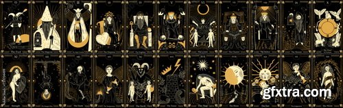 Astrology, Zodiacs &amp; Tarot Illustrations 12xEPS, 30xJPG