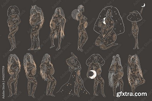 Astrology, Zodiacs &amp; Tarot Illustrations 12xEPS, 30xJPG