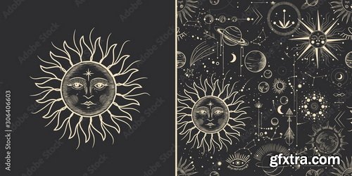 Astrology, Zodiacs &amp; Tarot Illustrations 12xEPS, 30xJPG