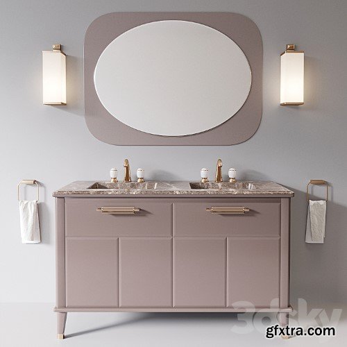 3dsky Pro - Riviere Cappuccino Emperador Dark Bathroom set by Oasis Group