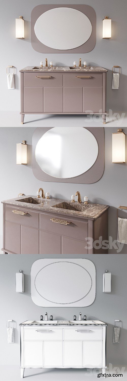 3dsky Pro - Riviere Cappuccino Emperador Dark Bathroom set by Oasis Group