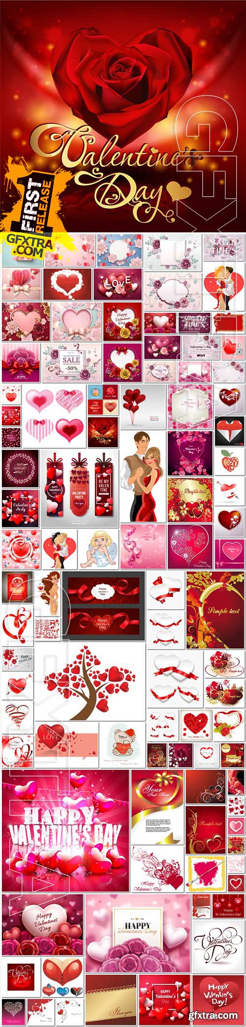 Bundle Happy Valentines Day, love, romance, hearts in vector vol 14