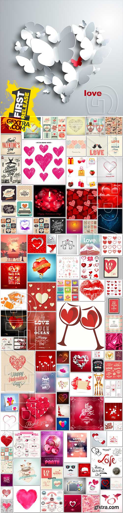 Bundle Happy Valentines Day, love, romance, hearts in vector vol 15