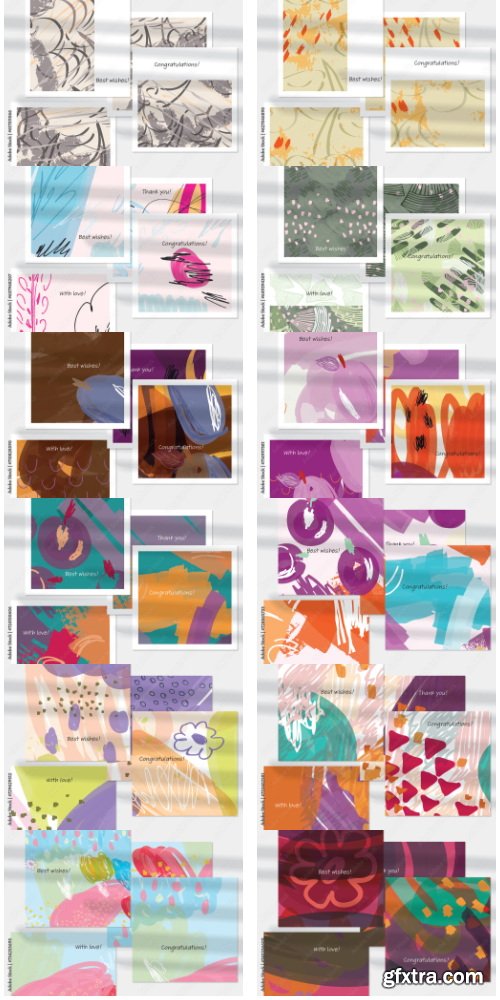 Card Layout With Textured Hand Drawn Abstract Scribbles And Floral Doodles 33xAI