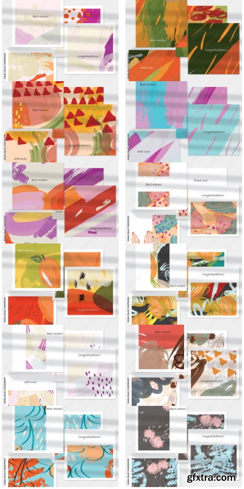 Card Layout With Textured Hand Drawn Abstract Scribbles And Floral Doodles 33xAI