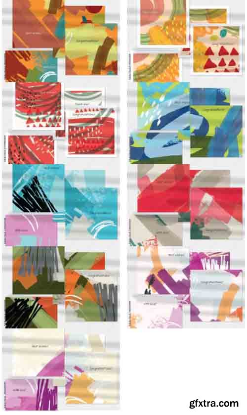 Card Layout With Textured Hand Drawn Abstract Scribbles And Floral Doodles 33xAI