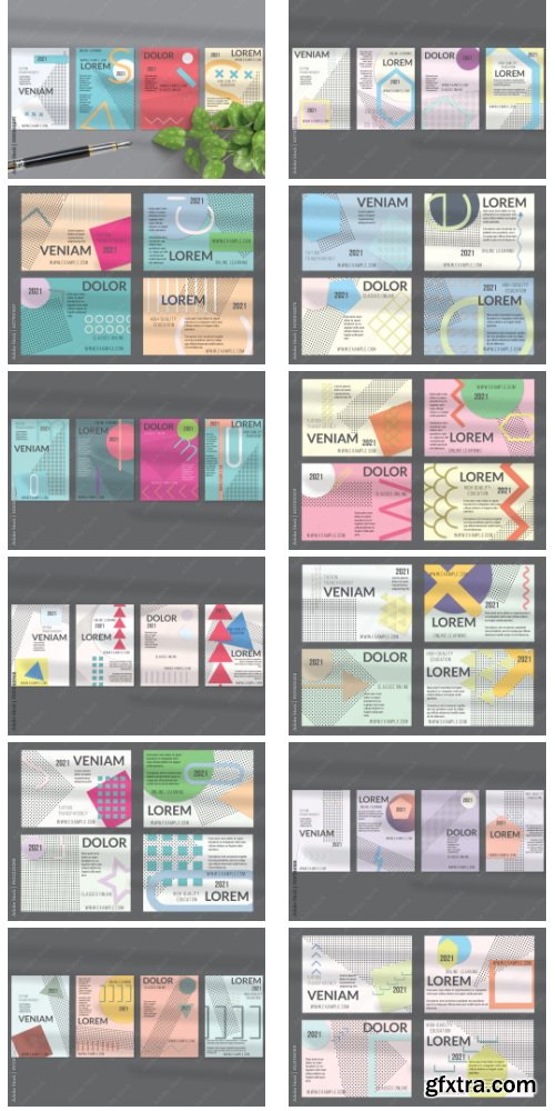 Flyer Layout With Paper Cut Layered Simple Geometric Shapes 50xAI