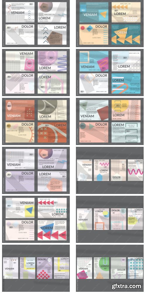 Flyer Layout With Paper Cut Layered Simple Geometric Shapes 50xAI