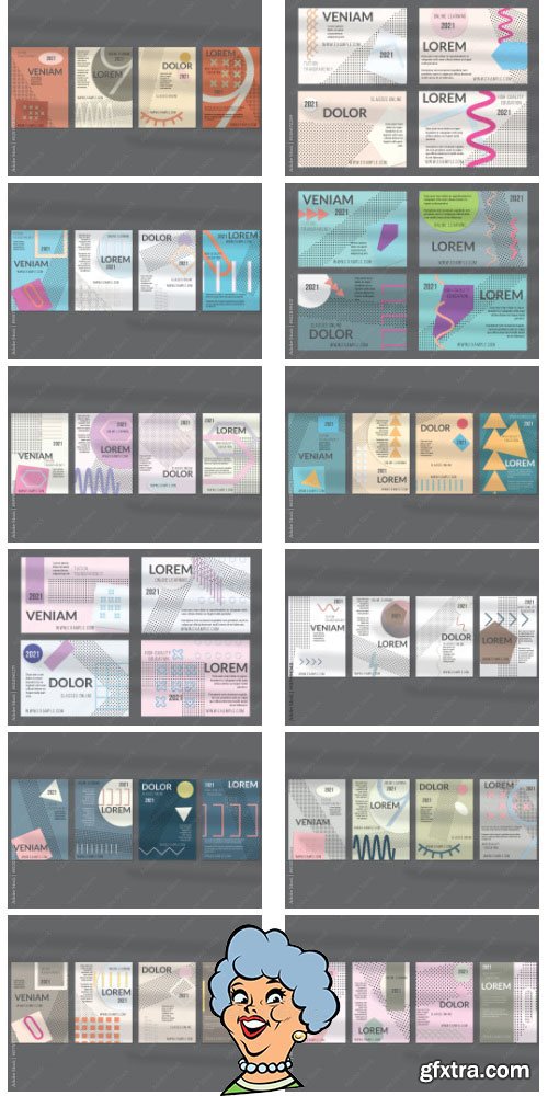 Flyer Layout With Paper Cut Layered Simple Geometric Shapes 50xAI