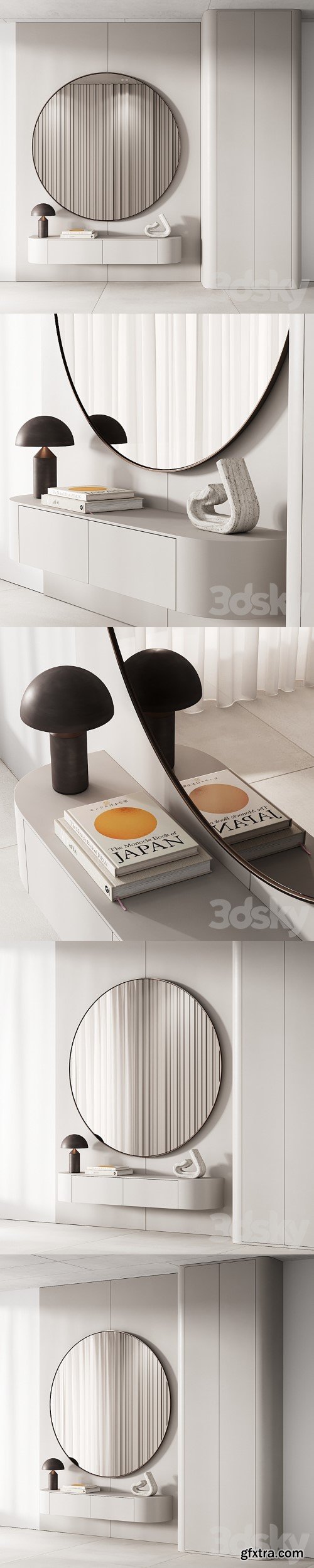 3dsky Pro - 144 hallway zone 03 minimal modern with circle mirror 01