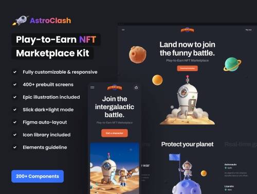 'AstroClash: Play-to-Earn NFT Marketplace Kit'