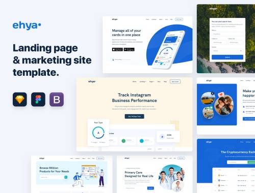 'Ehya 60 Landing Pages Design & HTML/CSS Template'