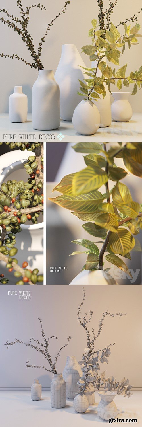 3dsky Pro - Pure White Ceramic Vases