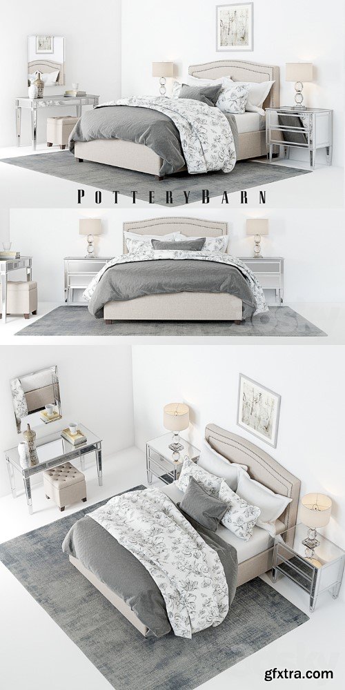 3dsky Pro - Pottery Barn Tamsen Bed set 01