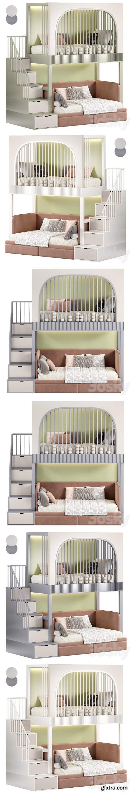 3dsky Pro - Designer two-level bed Kids room 09