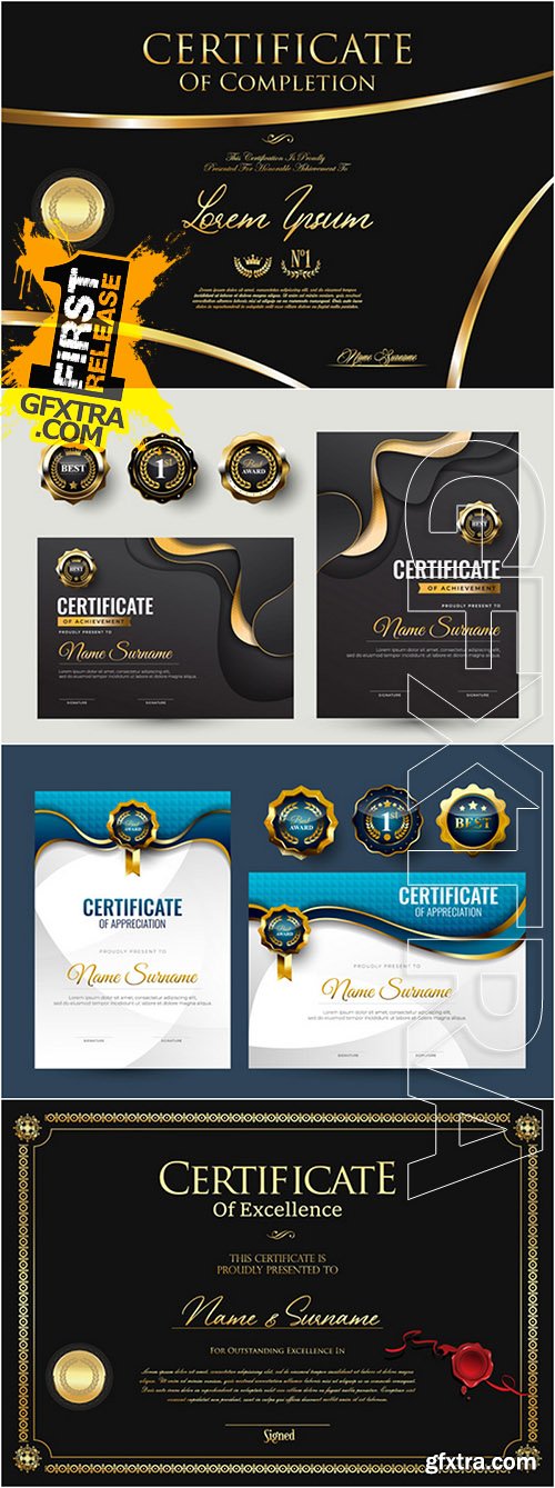 Vector certificate and diploma vector illustration