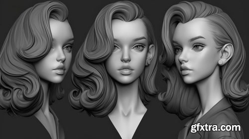 Artstation - Glamorous Female Head Sculpt Reference Images