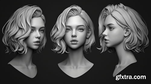 Artstation - Glamorous Female Head Sculpt Reference Images
