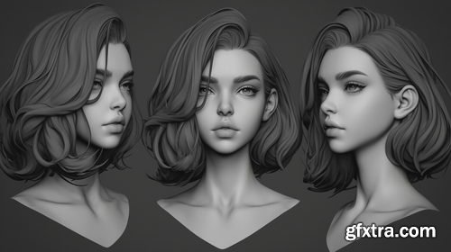 Artstation - Glamorous Female Head Sculpt Reference Images