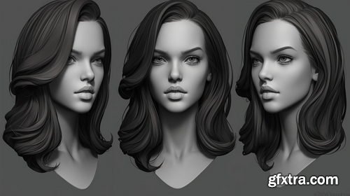 Artstation - Glamorous Female Head Sculpt Reference Images