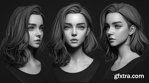 Artstation - Glamorous Female Head Sculpt Reference Images
