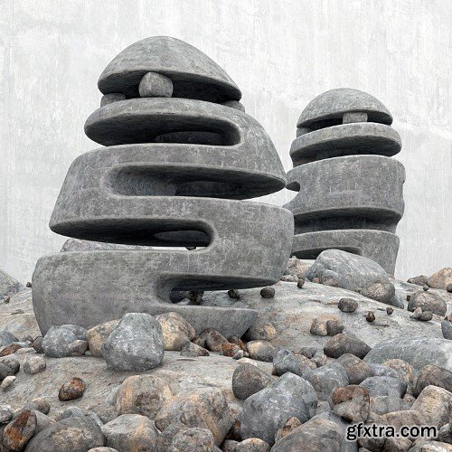 3dsky Pro - Blumenbeet Stone light / flowerbed with stone lamps