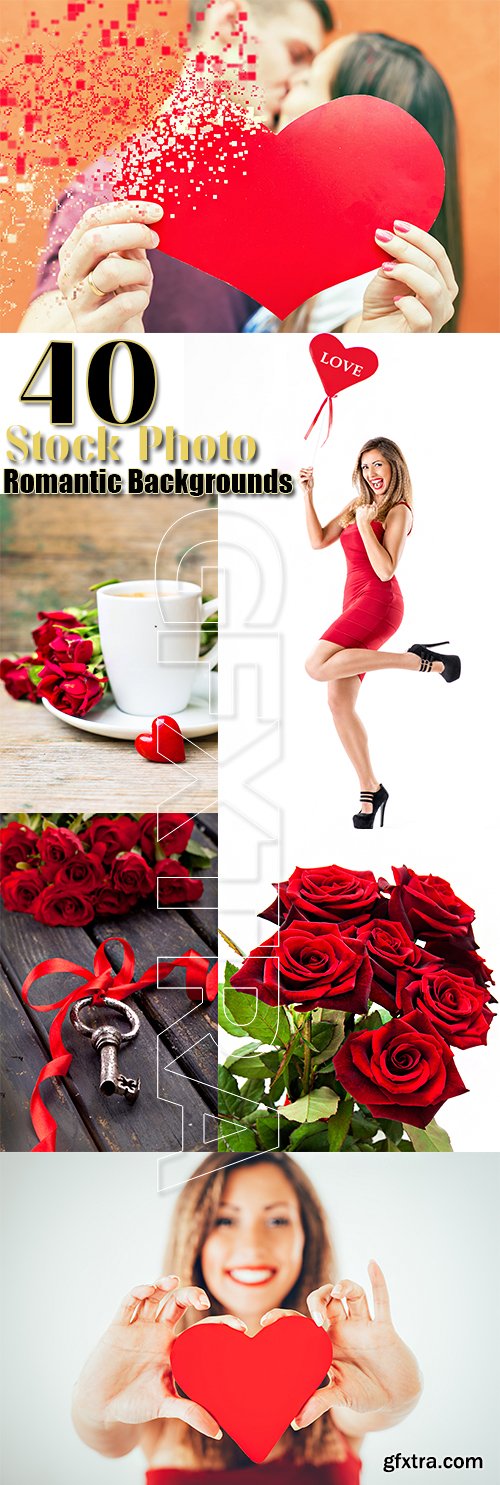Romantic Backgrounds, Valentine Day Stock Photo Set