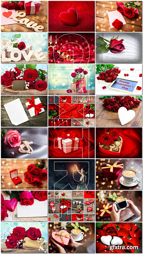 Romantic Backgrounds, Valentine Day Stock Photo Set