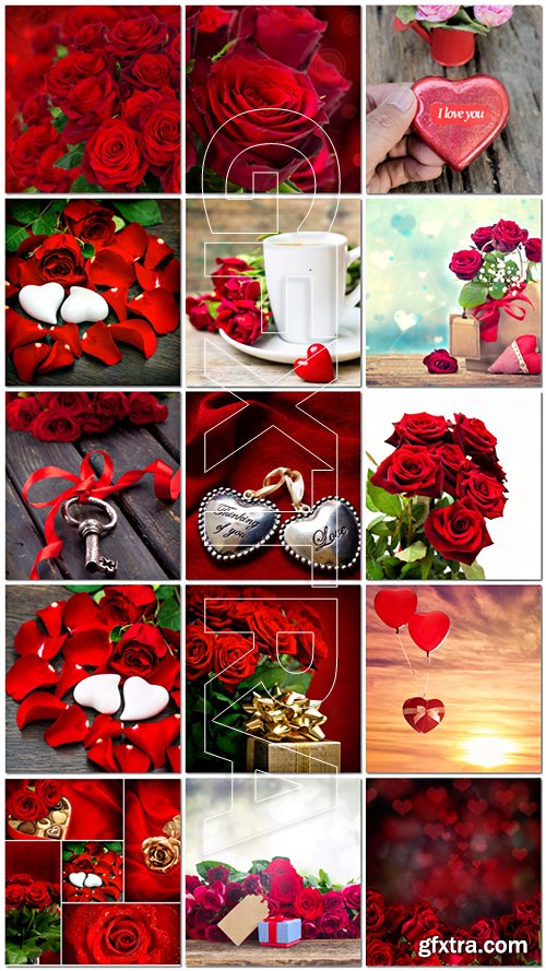 Romantic Backgrounds, Valentine Day Stock Photo Set