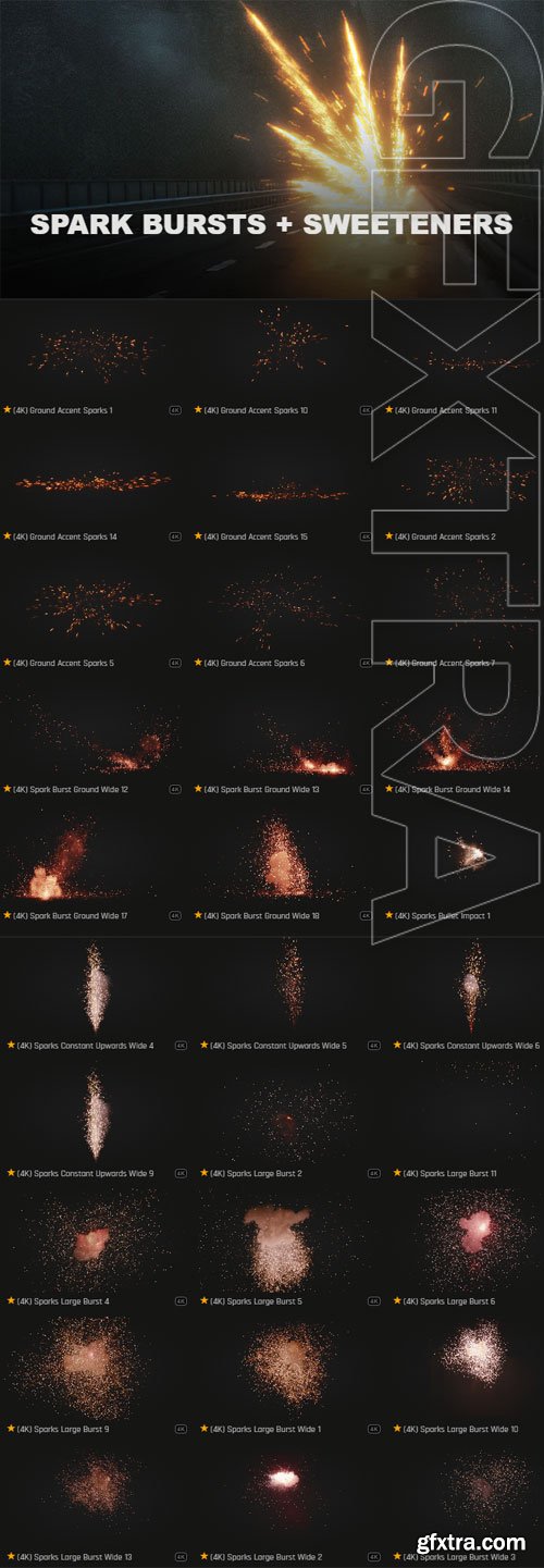 ProductionCrate - Explosions Spark Burst Sweeteners - 262 4K VFX Items