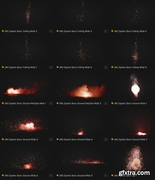 ProductionCrate - Explosions Spark Burst Sweeteners - 262 4K VFX Items ProductionCrate - Explosions Spark Burst Sweeteners - 262 4K VFX Items