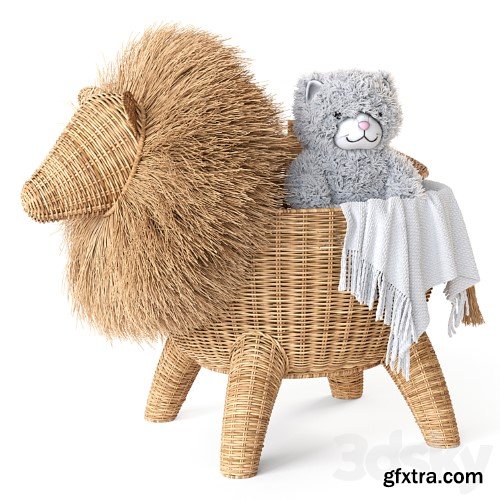 3dsky Pro - RATTAN ANIMAL BASKET LION Restoration Hardware