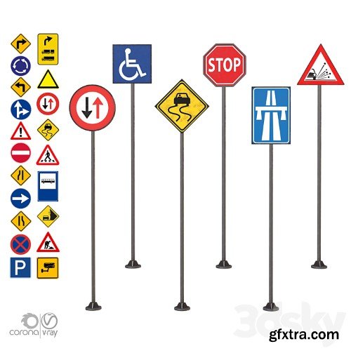 3dsky Pro - Street sign-set 01